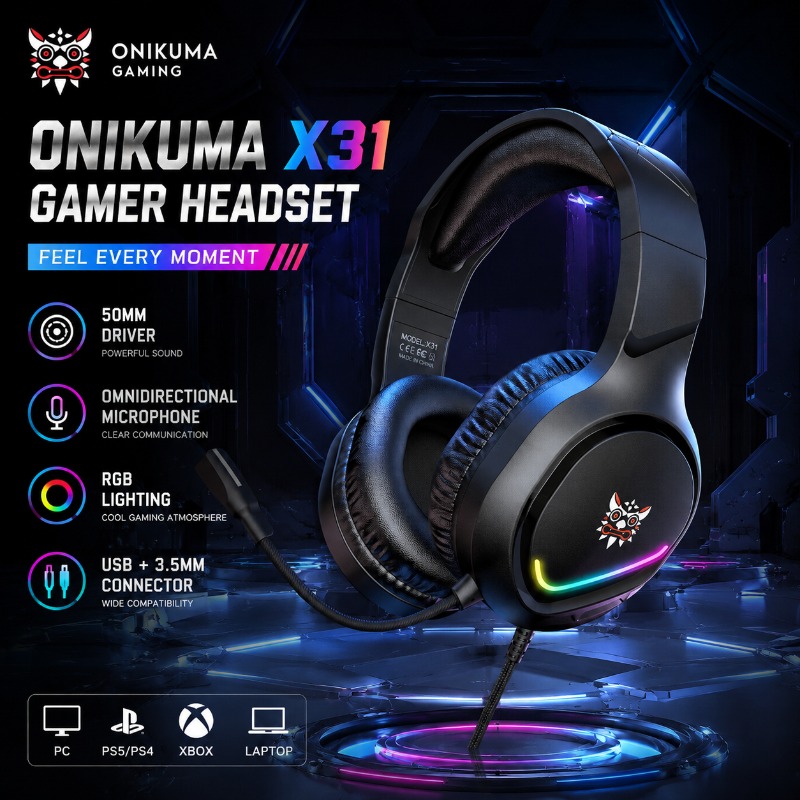 Gaming Console In Amazon - سماعة ألعاب ONIKUMA X31، سماعات رأس