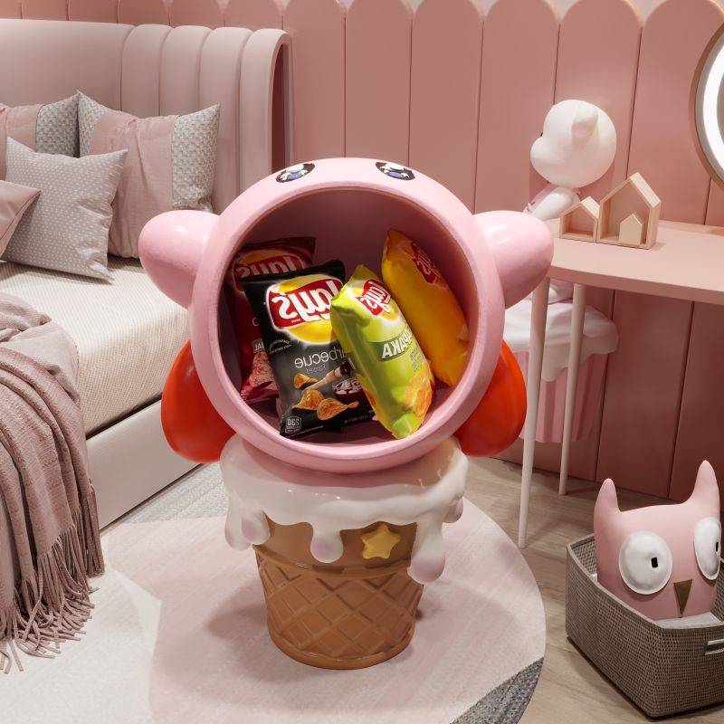 Gaming Console Cabinet - Kawaii تصميم الآيس كريم Kirbyed تمثال