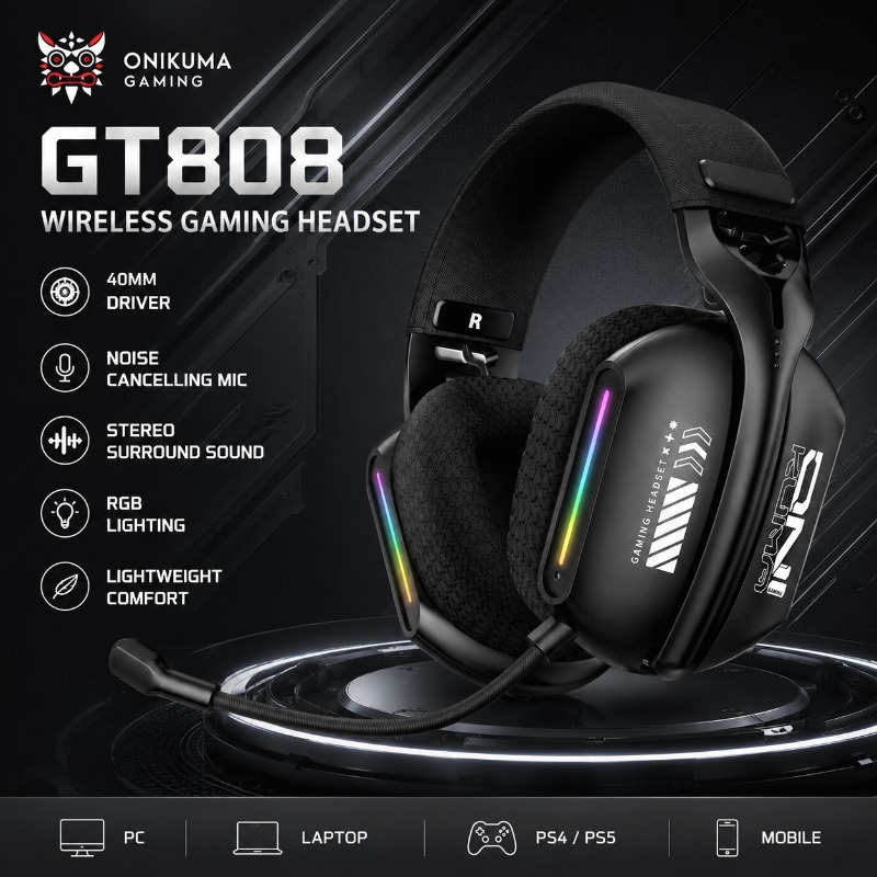 Gaming Console In Amazon - سماعة ألعاب ONIKUMA GT808 لاسلكية بتقنية