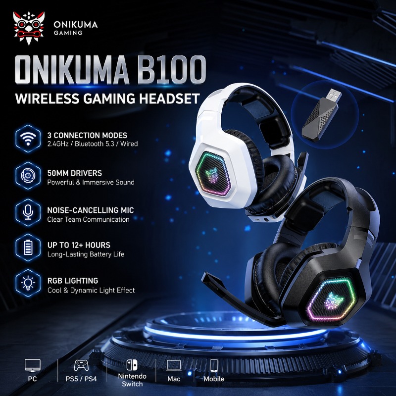 سماعة ألعاب لاسلكية ONIKUMA B1 - مراجعة Gaming Console In Amazon وسعره
