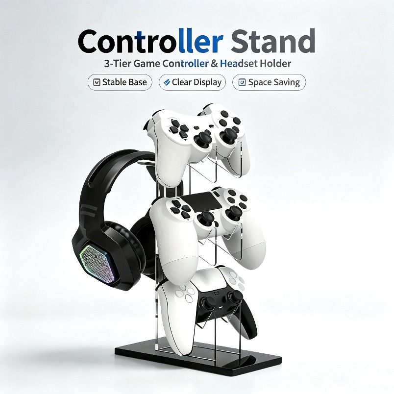 حامل تحكم ثلاثي الطبقات مع حام - مراجعة Gaming Console Organizer وسعره